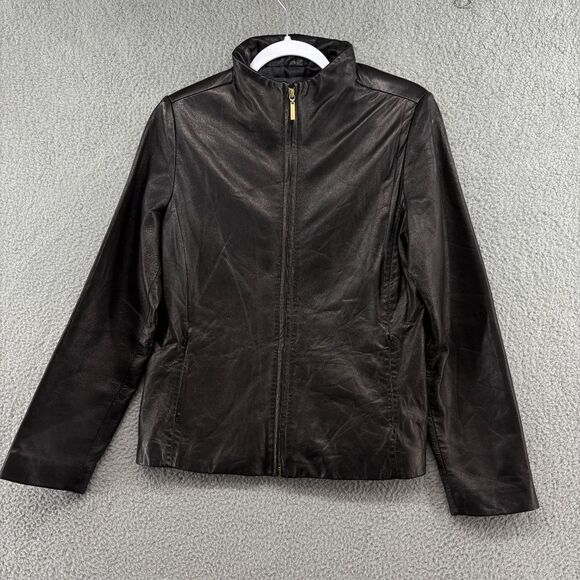 Vintage Leather Jacket Stone Mountain Mod Moto Genuine Leather Minimalist - Picture 4 of 12